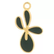 Breloque fleur de Lys 16x9mm avec résine époxy - Acier inox 316L Doré - Vert foncé