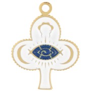 Pendentif trèfle 20x15 mm motif oeil avec résine époxy - Acier inox 316L Doré x1|raw }}