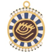 Pendentif rond 14.5 mm - motif oeil - avec résine époxy - Acier inox 316L Doré x1|raw }}