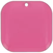 Sequin carré arrondi en métal et résine époxy 22 mm - Rose bonbon x1