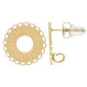 Clous d'oreilles rond multi-trous 14 mm - anneau ouvert - Acier inox 316L Doré x2|raw }}