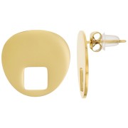 Clous d'oreilles design 18 mm - Acier inoxydable 316L Doré x2