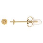 Clous d'oreilles pour perles semi-percées 3 mm - Acier inoxydable 303L Doré x2