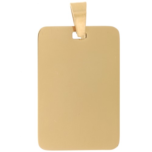 Pendentif plaque rectangle 30x20 mm - Acier inoxydable 316L Doré x1