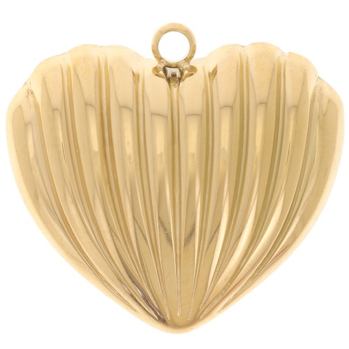 Pendentif coeur bombé 26x28.5 mm - Acier inoxydable 316L Doré x1