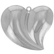 Pendentif coeur bombé 21x24 mm - Acier inoxydable 304L x1