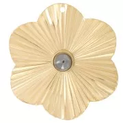 Pendentif fleur effet plissé 40 mm pour cabochon 6 mm - Acier inox 304L Doré x1