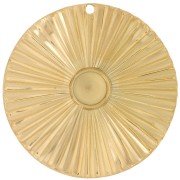 Pendentif rond effet plissé 32 mm - pour cabochon 6 mm - Acier inox 304L Doré x1|raw }}