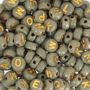 Assortiment de 200 perles plates lettres alphabet 7 mm - Olive - Doré|raw }}