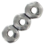 Intercalaires 3 rangs rondelles irrégulières 18x2.2 mm rhodié x5