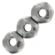 Intercalaires 3 rangs rondelles irrégulières 18x2.2 mm rhodié x5