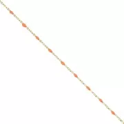 Chaîne maille Fantaisie et résine époxy 2 mm - Acier inox 304 Doré - Orange x1m