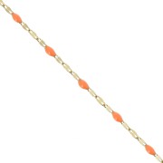 Chaîne maille Fantaisie et résine époxy 2 mm - Acier inox 304 Doré - Orange x1m