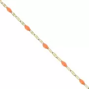 Chaîne maille Fantaisie et résine époxy 2 mm - Acier inox 304 Doré - Orange x1m