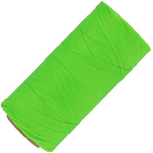 Bobine de fil ciré Linhasita pour micro macramé 0.35 mm - Fluo Green (329) x448m