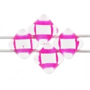 Perles en verre 2 trous Silky Bead 6x6 mm Crystal Pink Lined x50