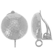 Clips d'oreilles demi-boule motif serpent 14mm anneau ouvert Placage Argent fin x2