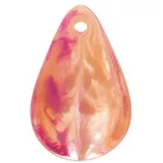 Sequins pétales de fleurs incurvés 24.5 mm en acrylique Marbré orange - Fuchsia x6