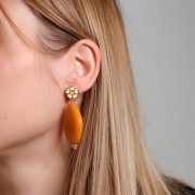 Perle plate en acrylique 30x23 mm - Marbré bleu nuit x1