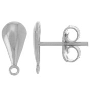Clous d'oreilles goutte 11x5 mm avec anneau fermé - Placage Argent fin x2|raw }}