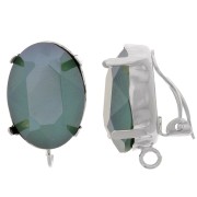 Clips d'oreilles serti pour cabochon 18x13mm anneau ouvert - Placage Argent fin x2