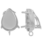 Clips d'oreilles serti poire cabochon 18x13mm anneau ouvert Placage Argent fin x2|raw }}