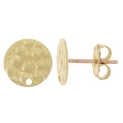 Clous d'oreilles disque martelé 10 mm avec un trou - Laiton brut x2|raw }}