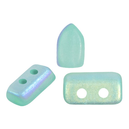 Perles en verre Piros® par Puca® 2x5 mm - Blue Green Opal AB Mat x10g