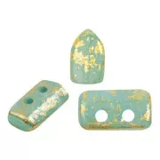 Perles en verre Piros® par Puca® 2x5 mm - Blue Green Opal Gold Splash x10g