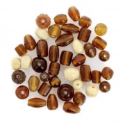 Assortiment de perles en verre irisées Brun x50g