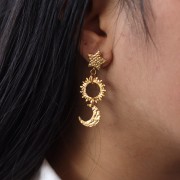 Breloque demi-lune martelée 15x12.5 mm - Acier inoxydable 316L Doré x1