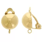 Clips d'oreilles demi-boule 12 mm oreilles non percées - anneau ouvert - Acier inox 304L Doré x2