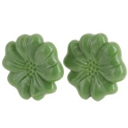 Boucles d'oreilles fleur 48 mm en résine opaque - Kaki mabré x2|raw }}