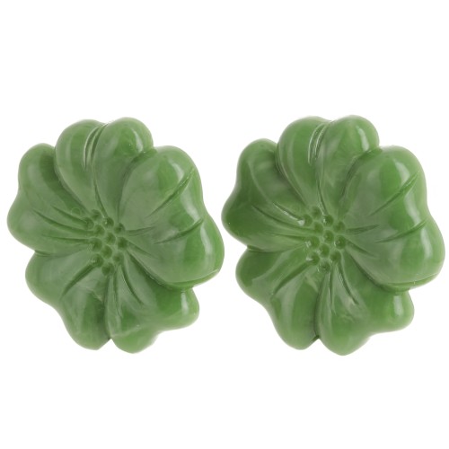 Boucles d'oreilles fleur 48 mm en résine opaque - Kaki mabré x2