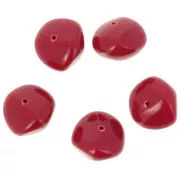 Perles nuggets en résine opaque 9x12 mm - Rouge carmin x8