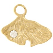 Breloque coquillage 13x15 mm avec strass - Acier inoxydable 304L Doré x1|raw }}
