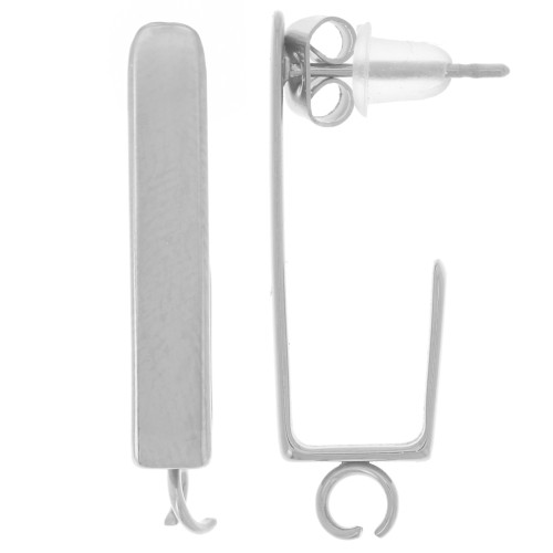 Clous d'oreilles rectangle 25x4 mm - anneau ouvert - Acier inox 316L x2