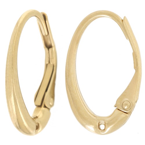 Boucles d'oreilles Dormeuses 15x9 mm avec un trou - Acier Inox 304L Doré x2