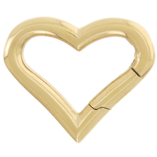 Fermoir coeur mousqueton 16.5x20 mm - Acier inoxydable 316L Doré x1