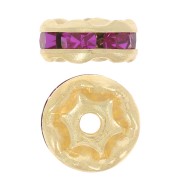 Rondelles Strass 6 mm - Doré - Fuchsia x4|raw }}