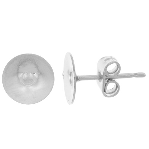 Clous d'oreilles disque 7 mm - Argenté x4