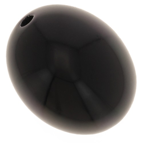 Perles olive en résine opaque 14x11 mm - Noir x6