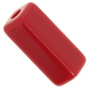 Perles tube rectangle 20x8 mm en résine opaque - Rouge carmin x4