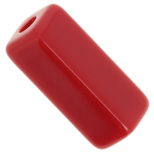 Perles tube rectangle 20x8 mm en résine opaque - Rouge carmin x4