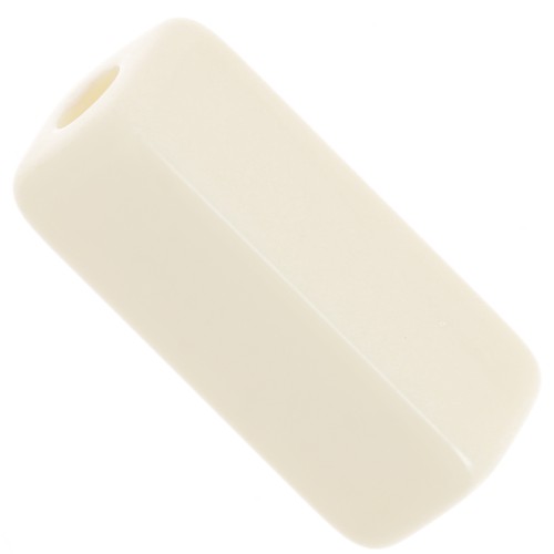 Perles tube rectangle 20x8 mm en résine opaque - Ecru x4