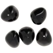 Perles nuggets en résine opaque 12x15 mm - Noir x6