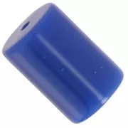 Perles tube cylindrique 13x9 mm en résine opaque - Bleu dur x6