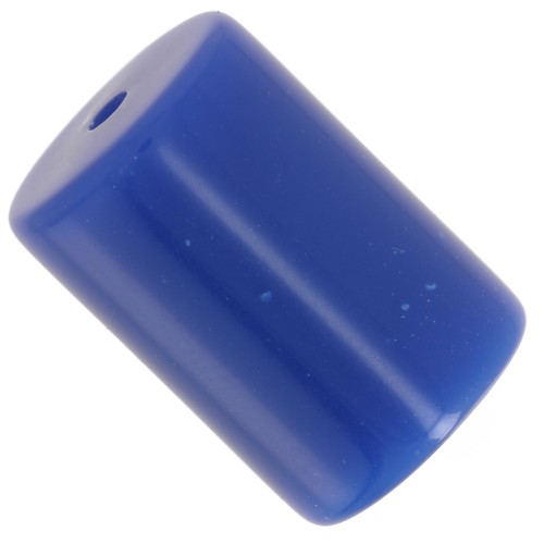 Perles tube cylindrique 13x9 mm en résine opaque - Bleu dur x6