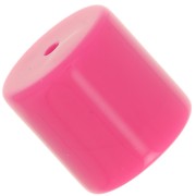 Perle tube cylindrique 14 mm en résine opaque - Rose bonbon x1