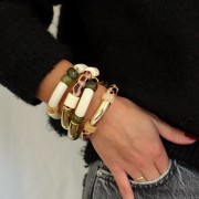 Perle tube cylindrique 14 mm en résine opaque - Kaki x1